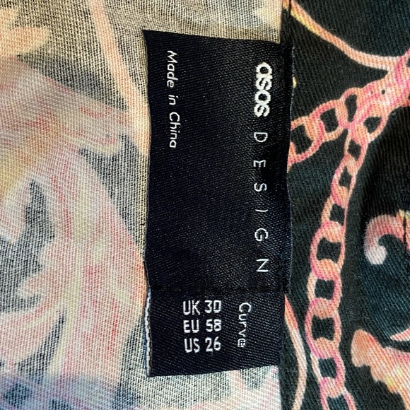 ASOS Design Curve Belted Twill Mini Swing Shirt Dress in Chain Print - Picture 14 of 14